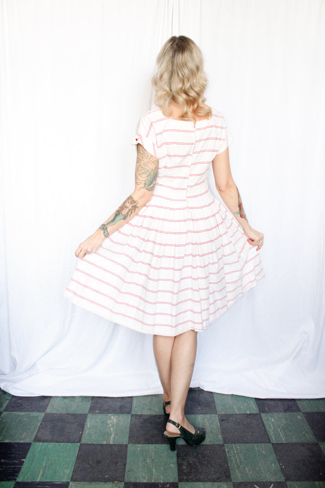 1950s Polka Dot Day Dress - Medium