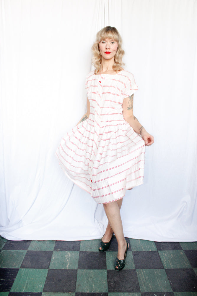 1950s Polka Dot Day Dress - Medium