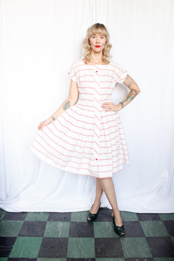 1950s Polka Dot Day Dress - Medium