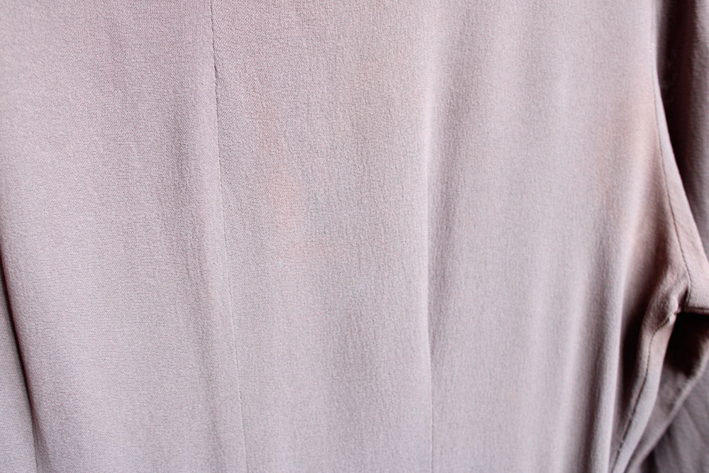 1940s Grayish Brown Rayon Studded Dress - Small