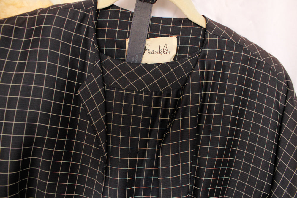 1950s Grid Print Silk Dress & Jacket by Franklin - M/L