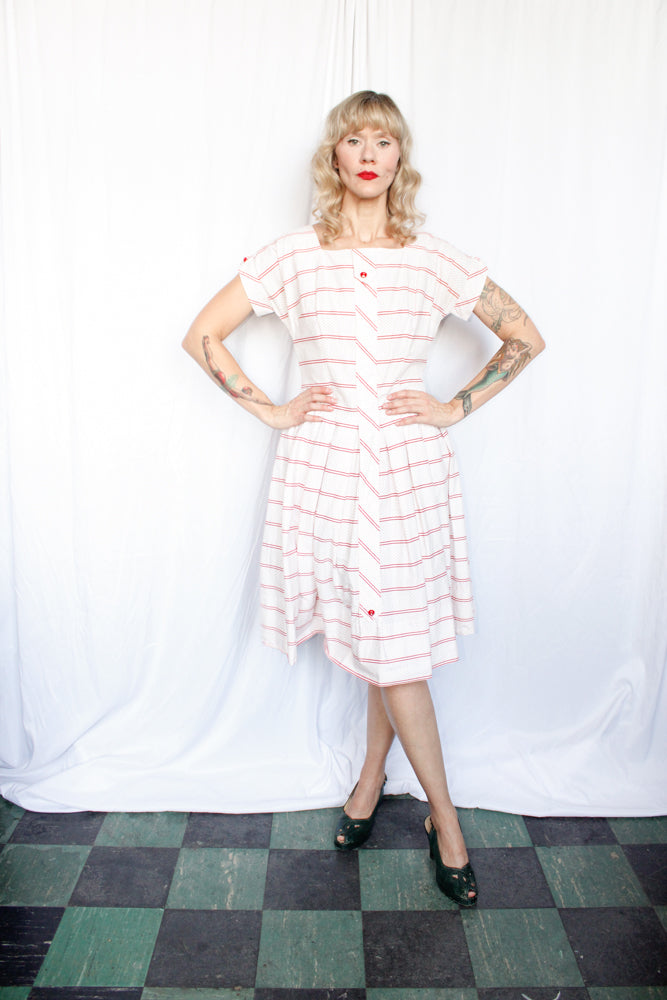 1950s Polka Dot Day Dress - Medium