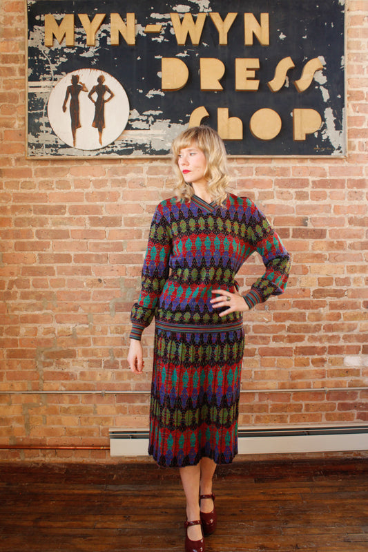 1990s Missoni Knit 2pc Set Sweater + Skirt - Large