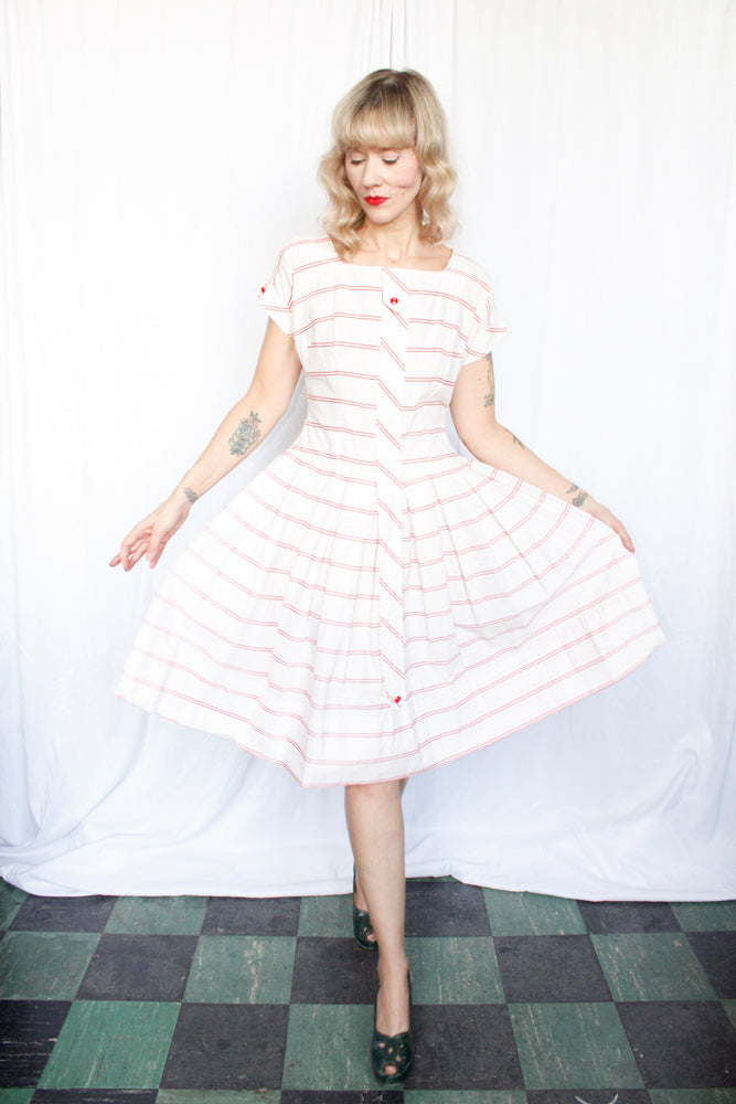 1950s Polka Dot Day Dress - Medium