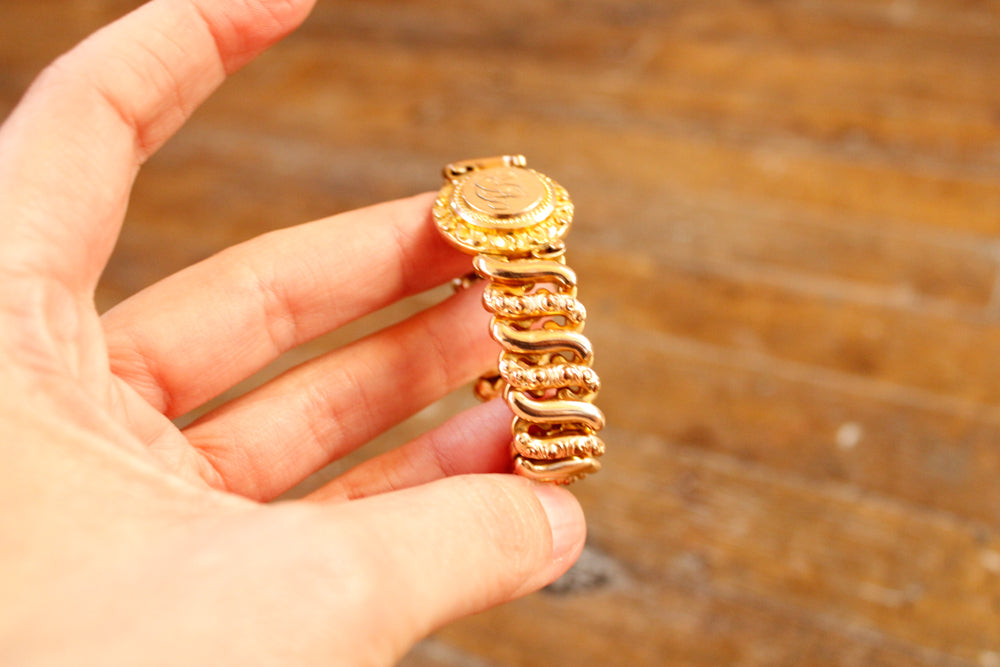 1930s Monogrammed Gold Fill Bracelet