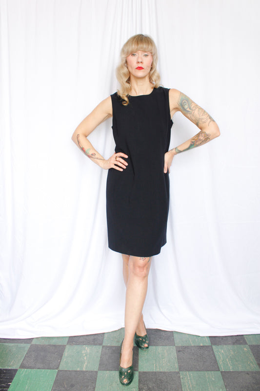 1990s Max Mara Black Sheath Dress - Medium