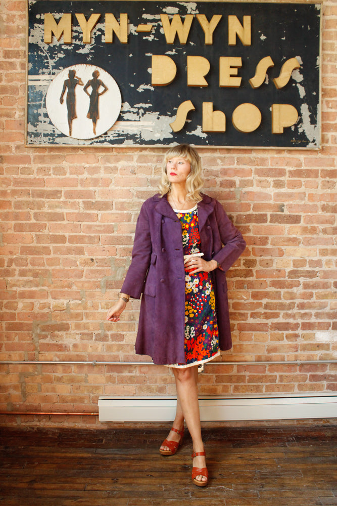 1960s Purple Suede Mr. Mort Coat - Medium