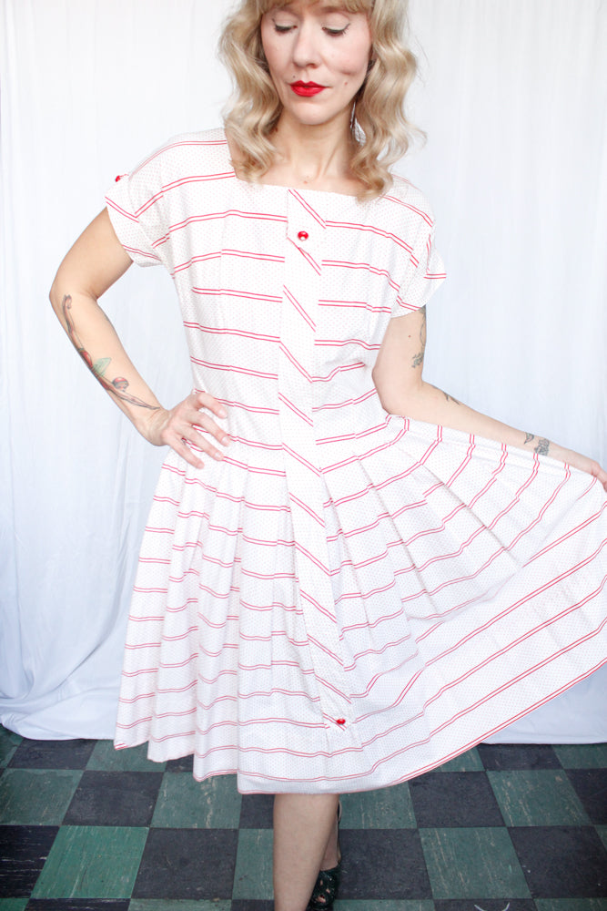 1950s Polka Dot Day Dress - Medium