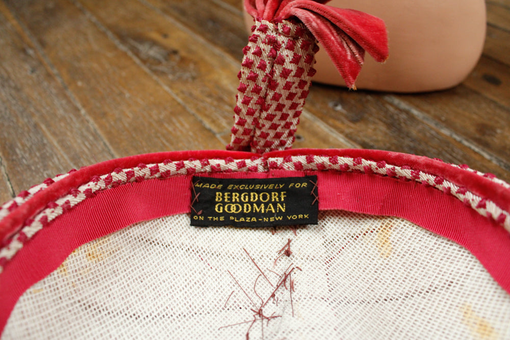 1950s Berdorf Goodman Pink Hat