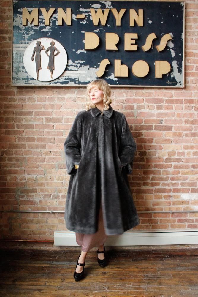 1940s Marshal Fields & Co Teddy Bear Swing Coat - Large