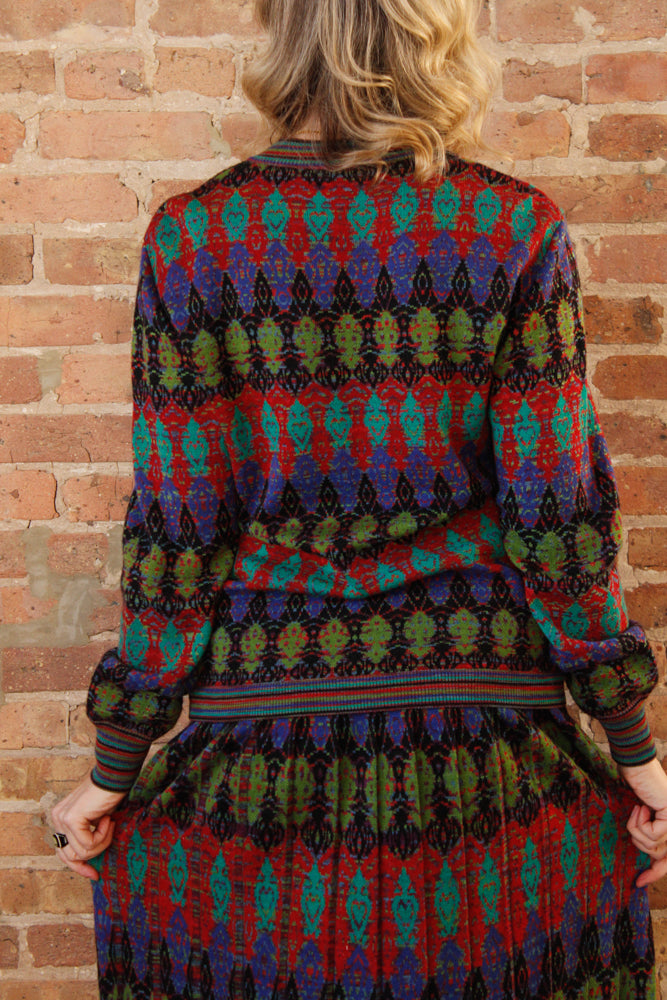 1990s Missoni Knit 2pc Set Sweater + Skirt - Large