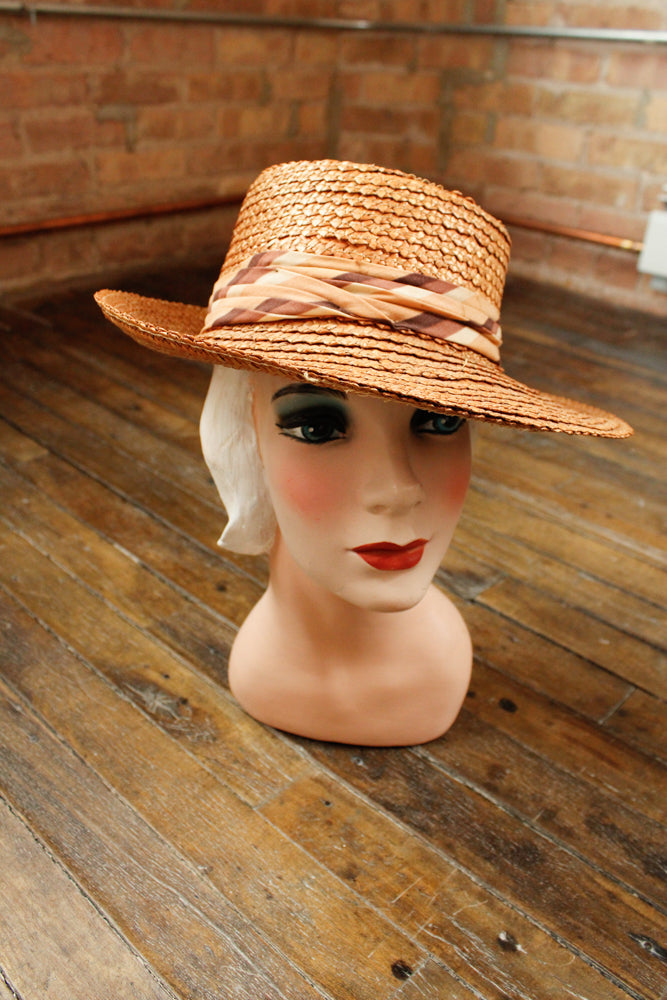 1940s Woven Straw Resort Hat - AS IS