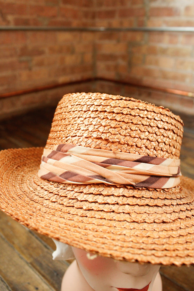 1940s Woven Straw Resort Hat - AS IS