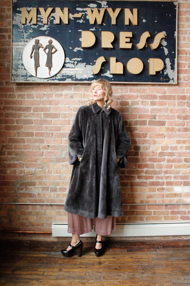 1940s Marshal Fields & Co Teddy Bear Swing Coat - Large