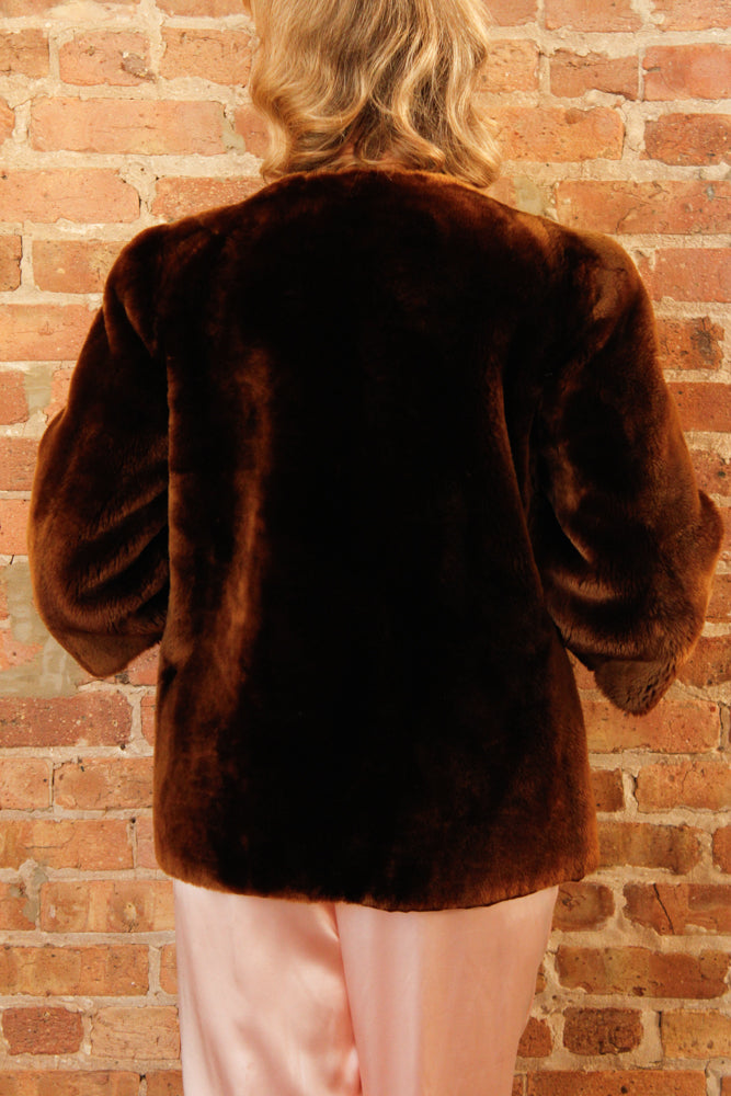 1940s Mouton Fur Cropped Coat - Small to Medium