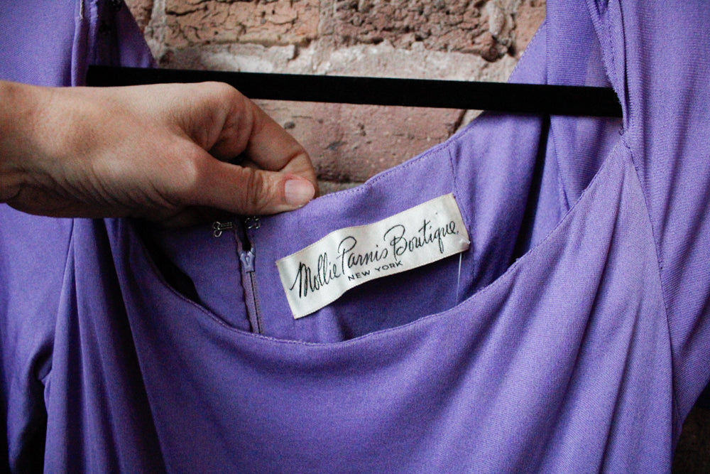 1960s Mollie Parnis Silk Jersey Maxi Dress - Medium