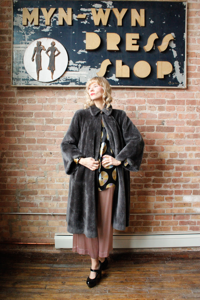 1940s Marshal Fields & Co Teddy Bear Swing Coat - Large