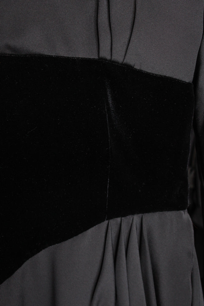 1990s Carolina Herrera Silk & Velvet Dress - Medium