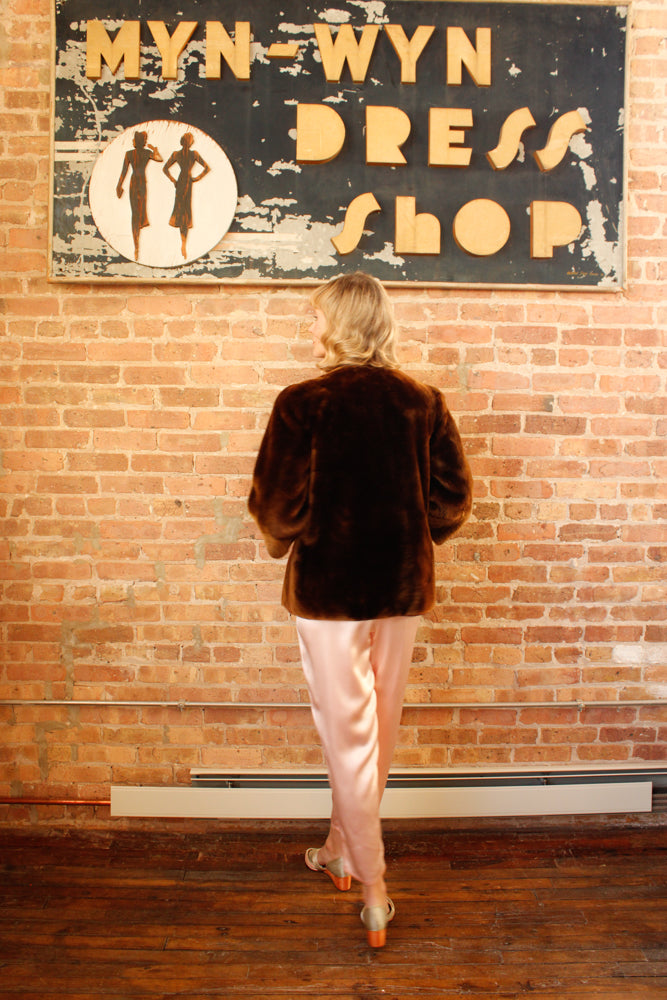 1940s Mouton Fur Cropped Coat - Small to Medium
