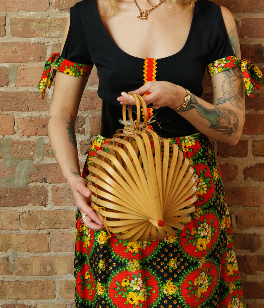 1940s Japanese Folding Bamboo Purse