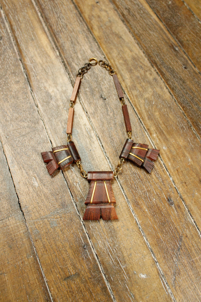 1940s Summer Wooden Necklace