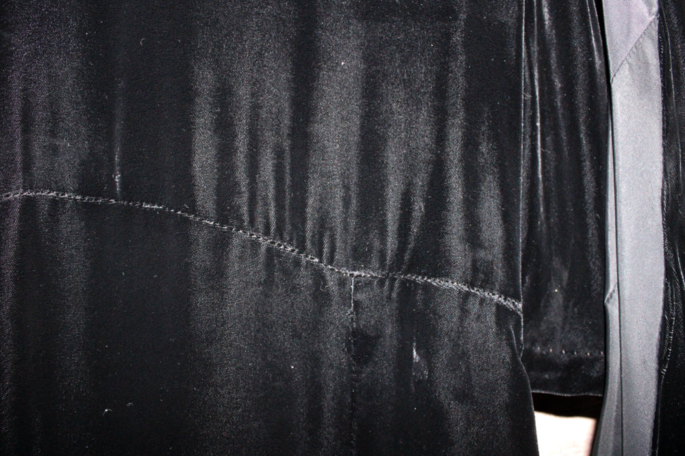 1930s Black Silk Velvet Dress with Belt - Xsmall