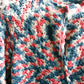 1940s Pink & Blue Crochet Sweater - Med to Large