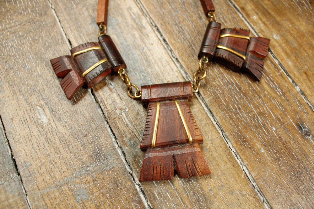 1940s Summer Wooden Necklace