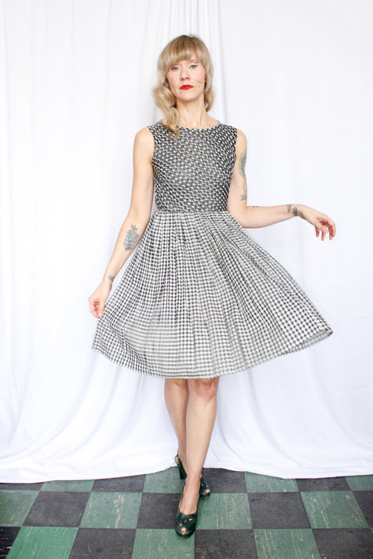 1950s R&K Originals Gingham Day Dress - Small