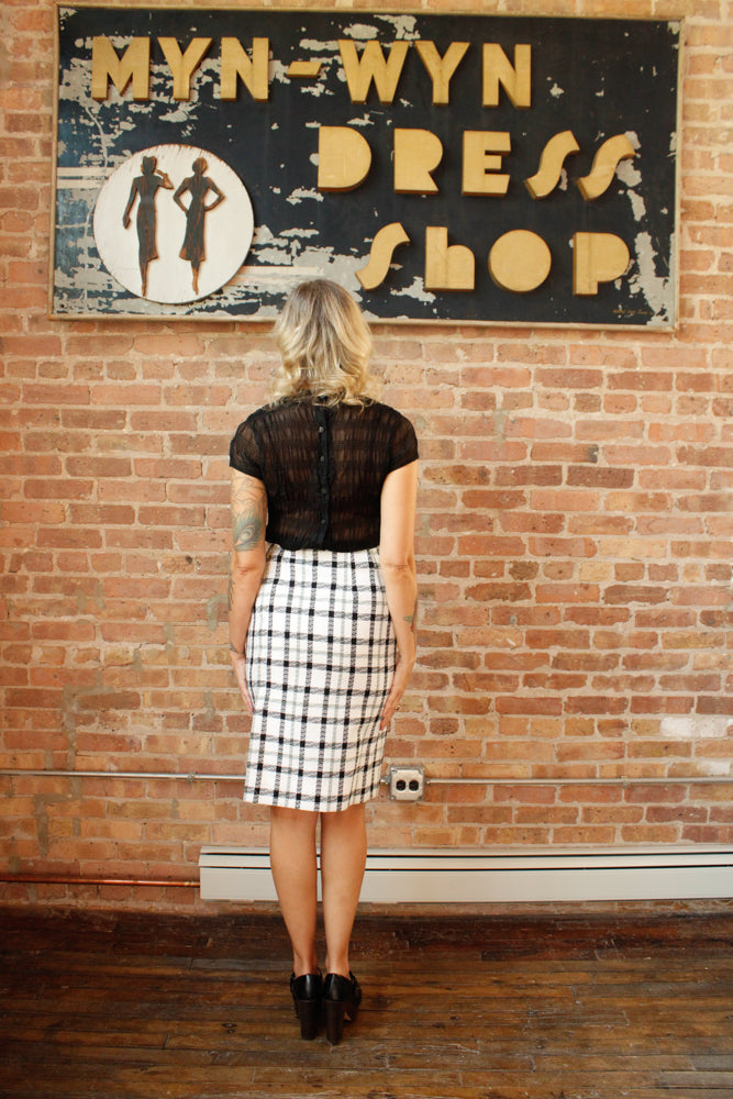 1950s NOS Sportempos Plaid Pencil Skirt - 25 waist