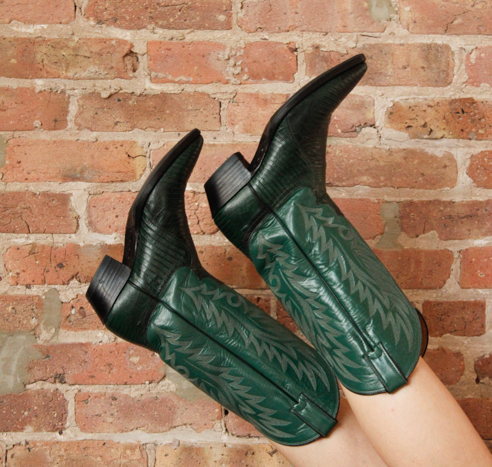 1970s Green Leather Boots - 8M