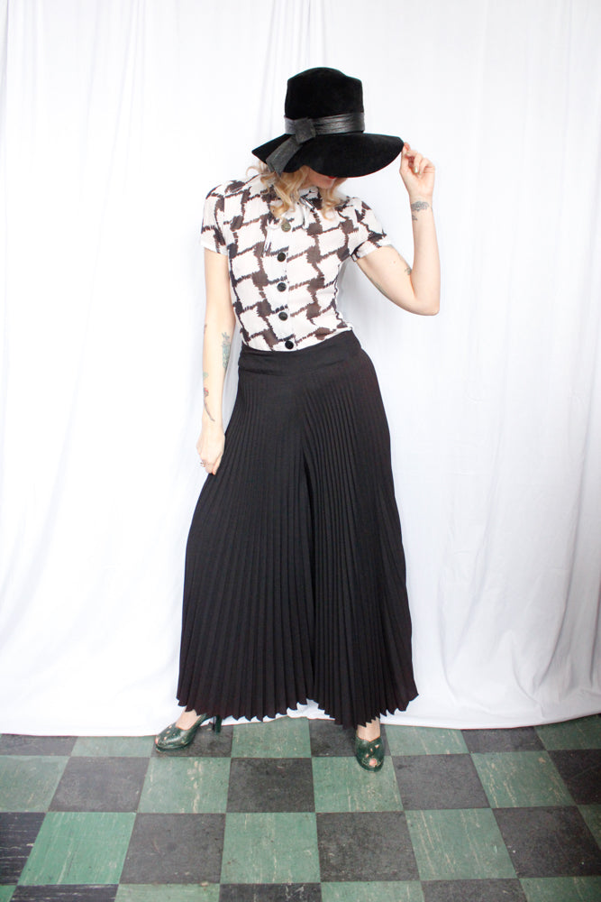 1950s Houndstooth Cotton Blouse - Xsmall