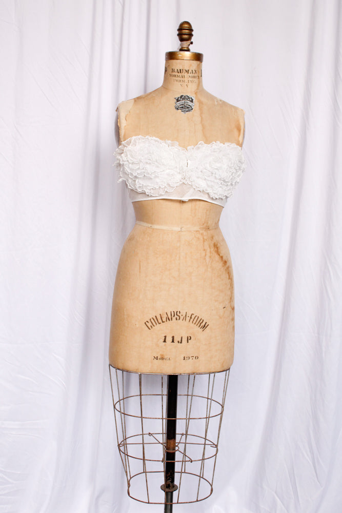 1940s Whip-cream Ruffle Bra - 34 B/C