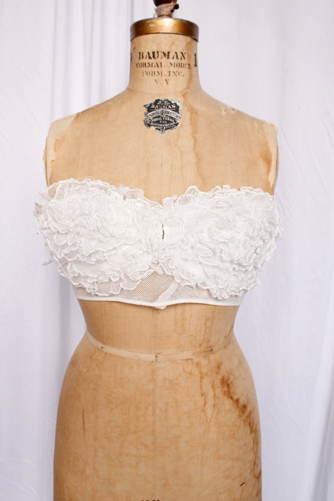 1940s Whip-cream Ruffle Bra - 34 B/C