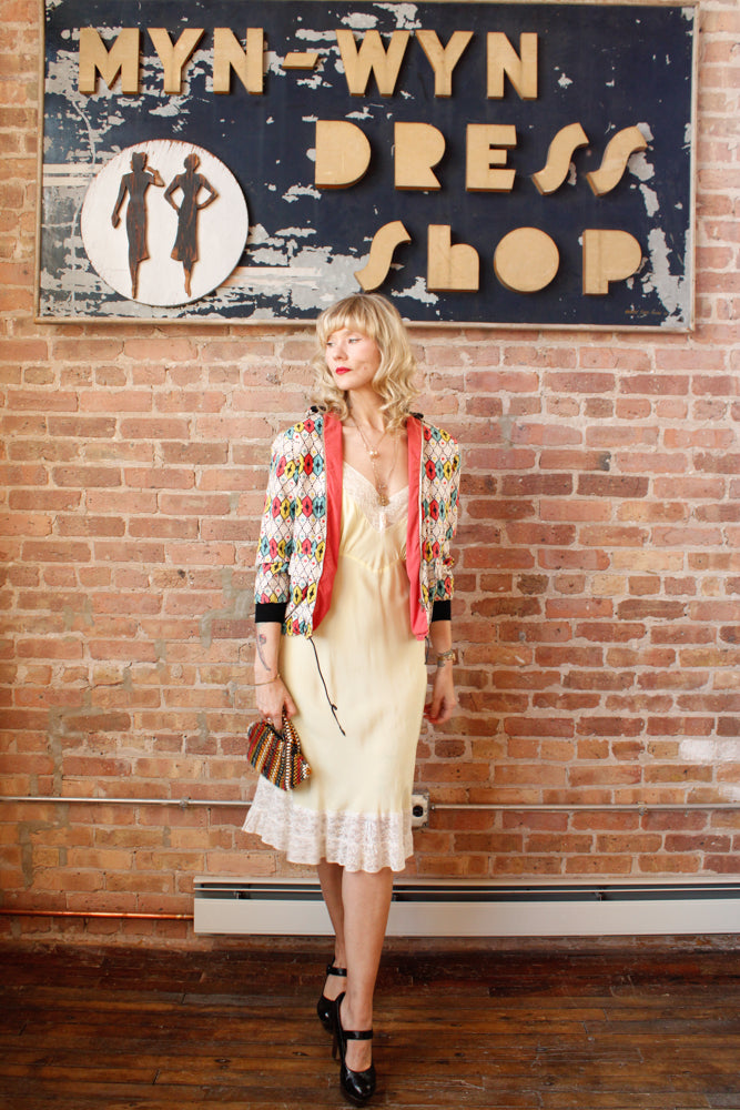 1950s German Cotton Bold Print Reversible Sportswear Jacket - S/M