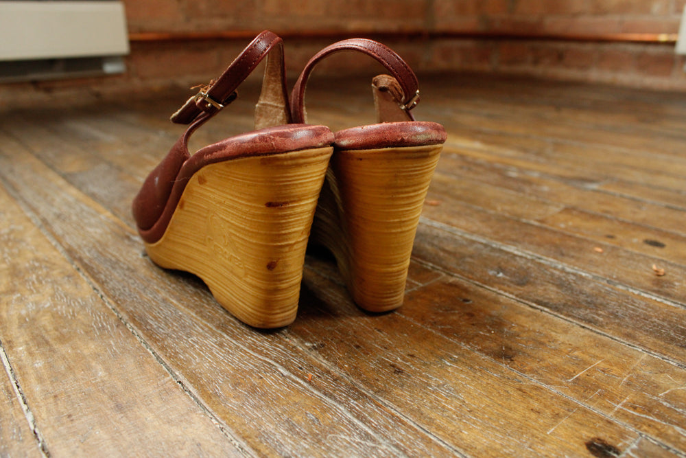1970s Cherokee Wedge Sandals - 8.5/9M