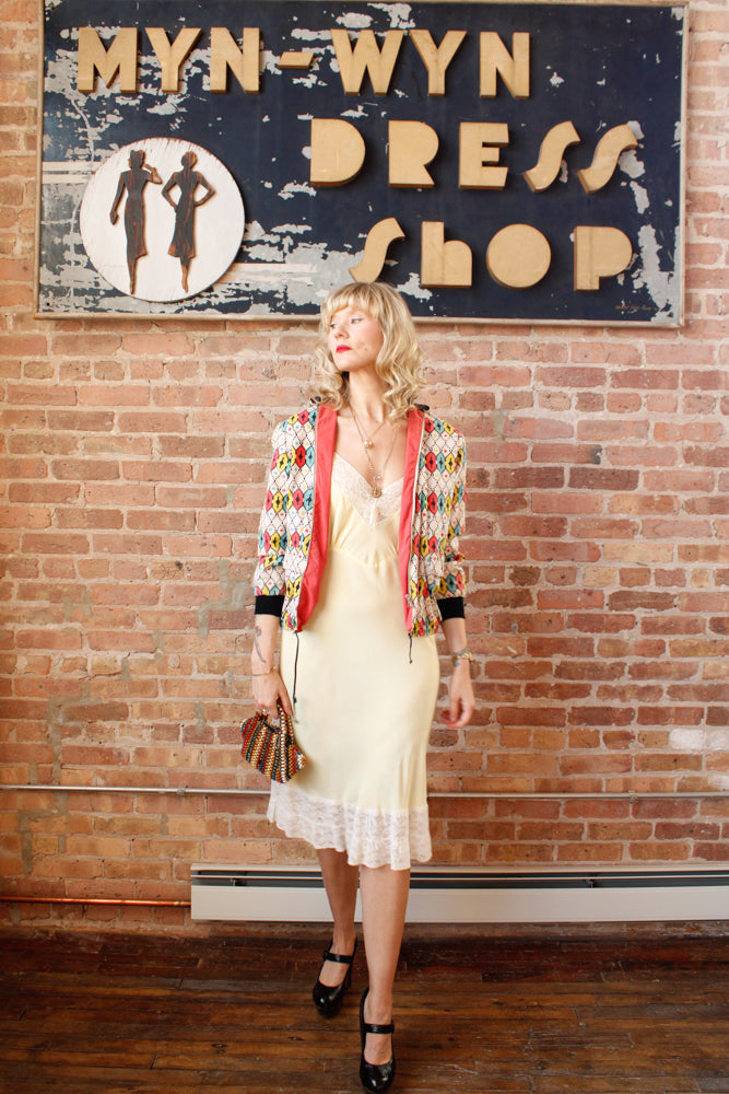 1950s German Cotton Bold Print Reversible Sportswear Jacket - S/M