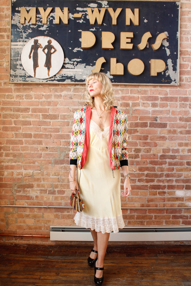 1950s German Cotton Bold Print Reversible Sportswear Jacket - S/M