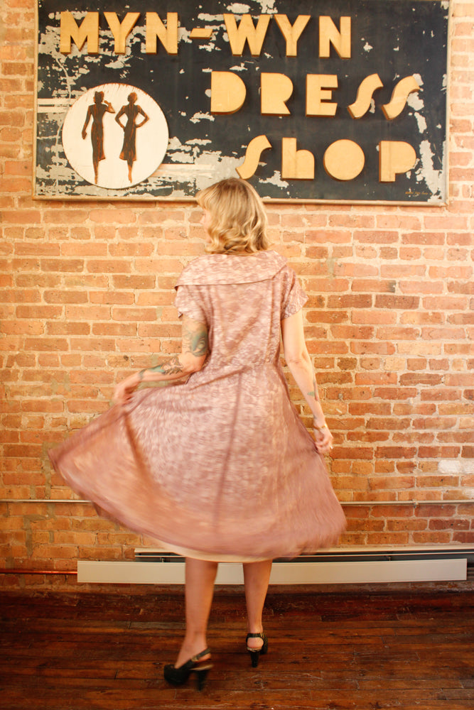 1950s Purple Pink Lace Party Dress - Large