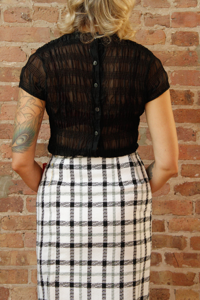 1950s NOS Sportempos Plaid Pencil Skirt - 25 waist