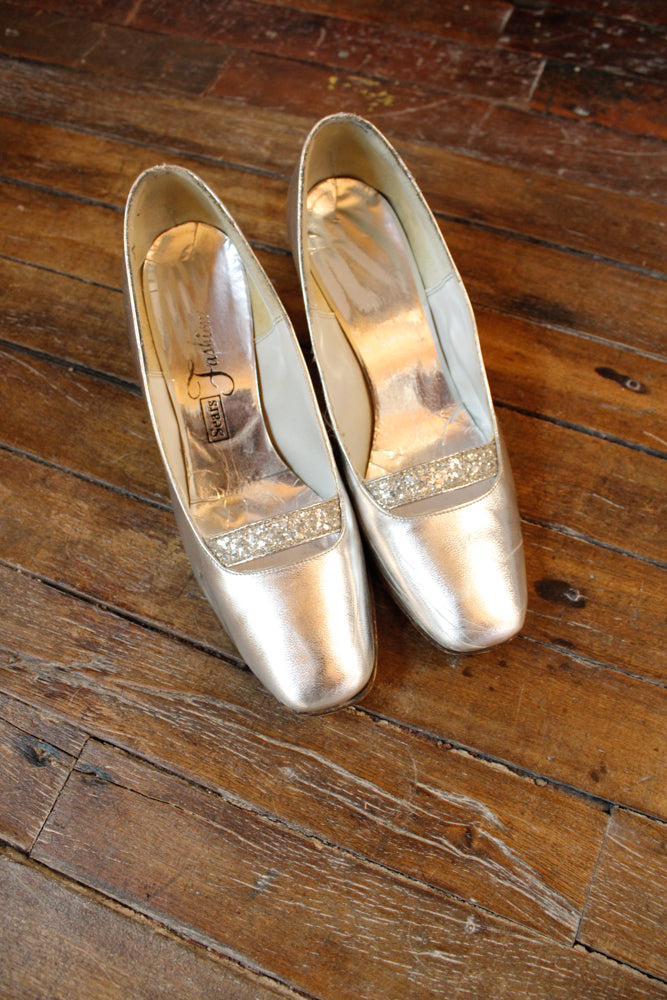 1960s Silver Party Heels - 8M
