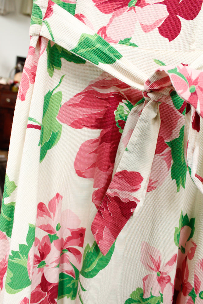 1940s Saybury Poppy Floral Dressing Gown - Medium