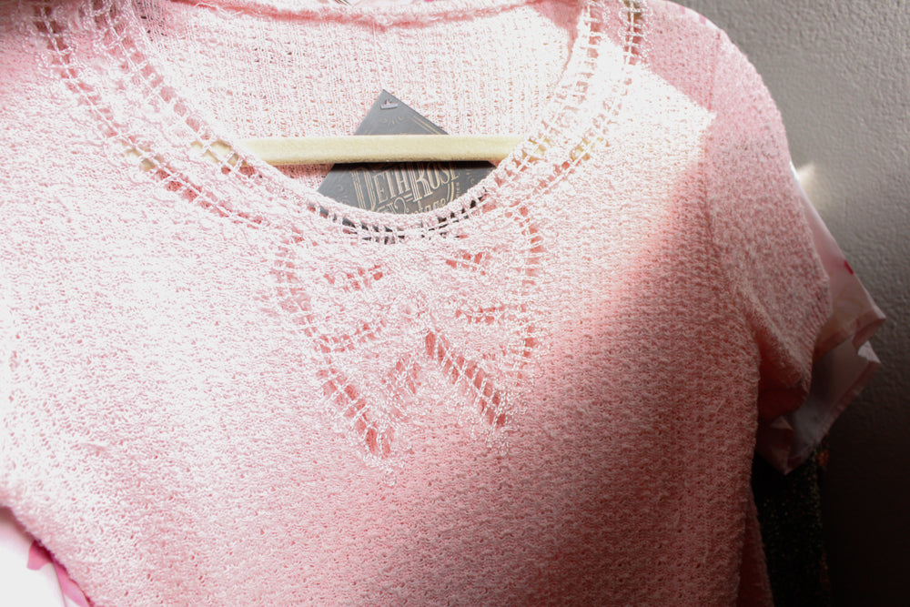 1930s Perfectly Pink Cotton Knit Sweater & Skirt Set - Xs/S
