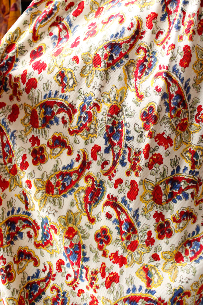 1930s Rayon Jersey Floral Gown with Bakelite clip - Xsmall