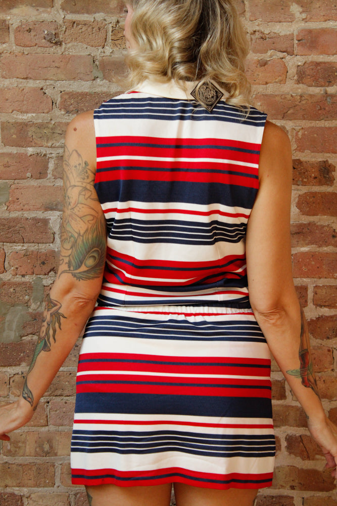 1960s Striped Mod Shirt & Shorts Set - Small