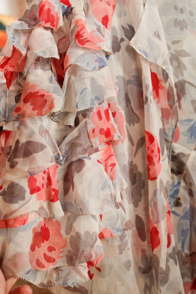 1930s Chiffon Floral Gown and Bolero - S/M