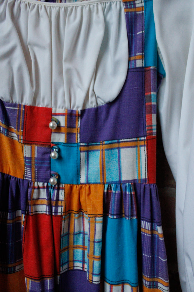 1960s Periphery Colorblock Plaid Maxi Dress - Xs/S