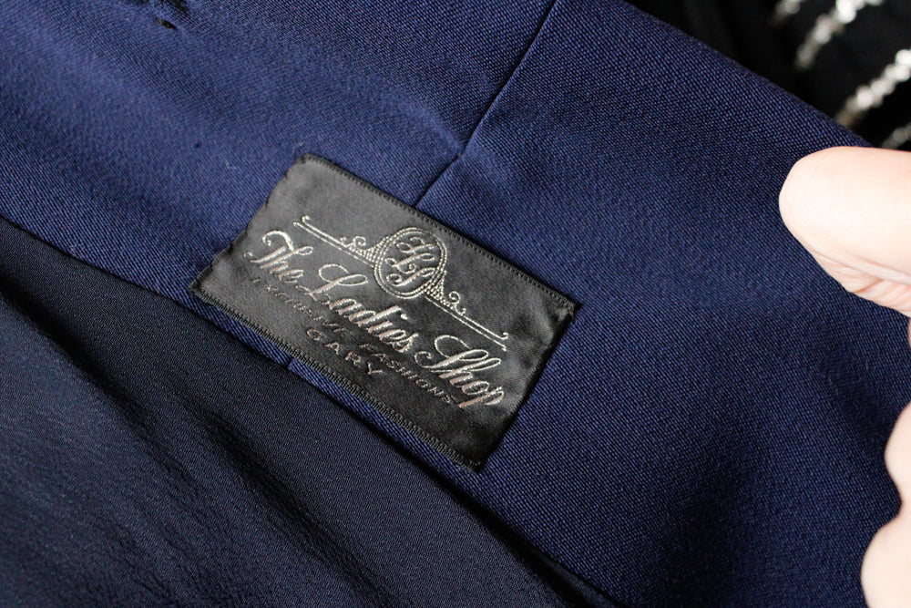 1940s Junior Deb Navy Gabardine Coat - Med