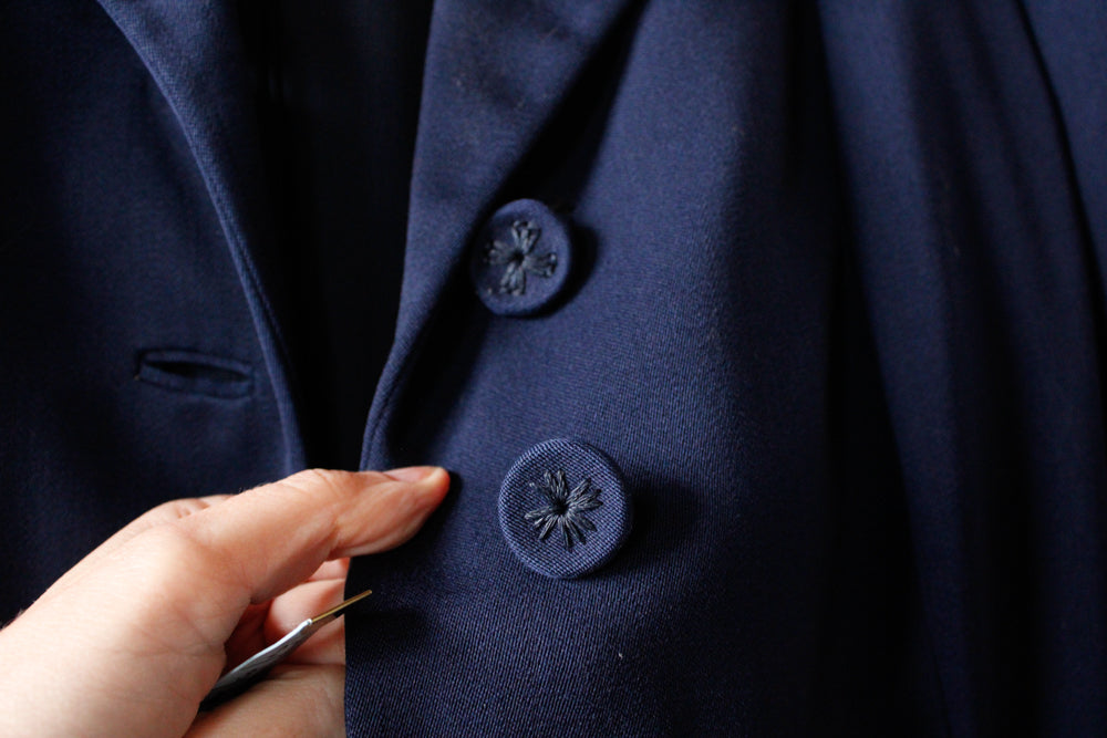 1940s Junior Deb Navy Gabardine Coat - Med