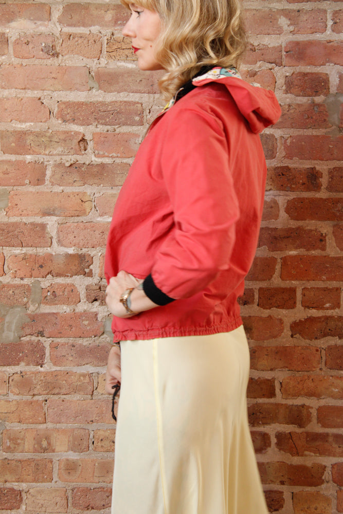 1950s German Cotton Bold Print Reversible Sportswear Jacket - S/M